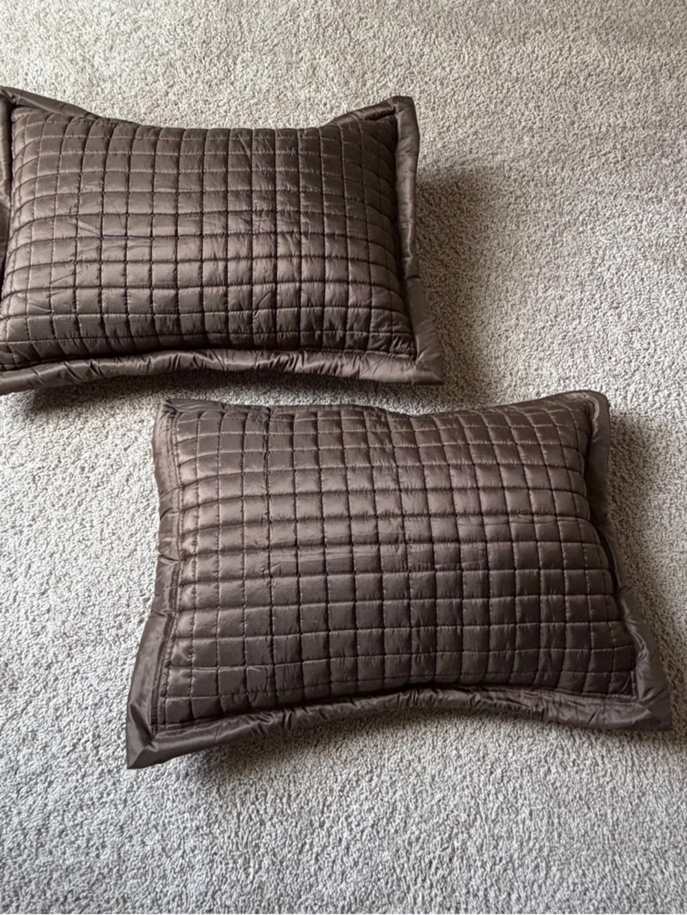 Restoration Hardware 2 100% Silk Quilt Pillow Shams Standard/Queen NWOT